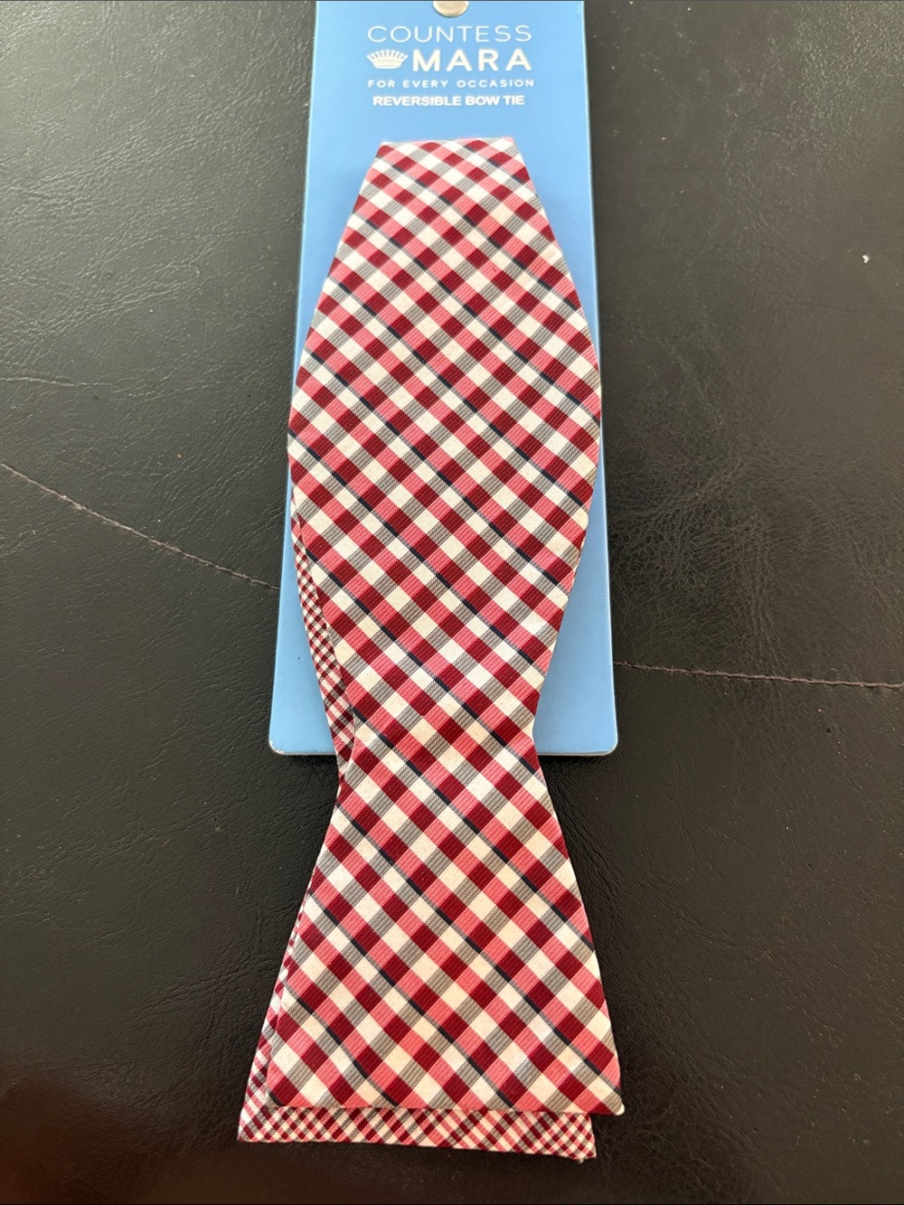 Countess Mara Red & Black Plaid Reversible Bow Tie
